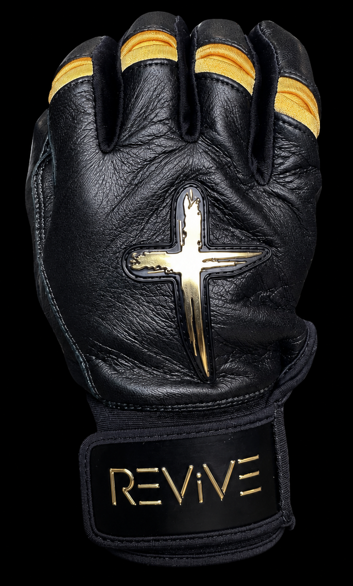Black and Metallic Gold Batting Gloves