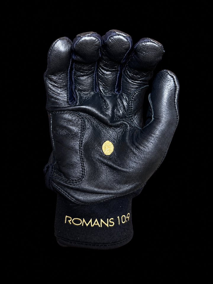 Black and Metallic Gold Batting Gloves