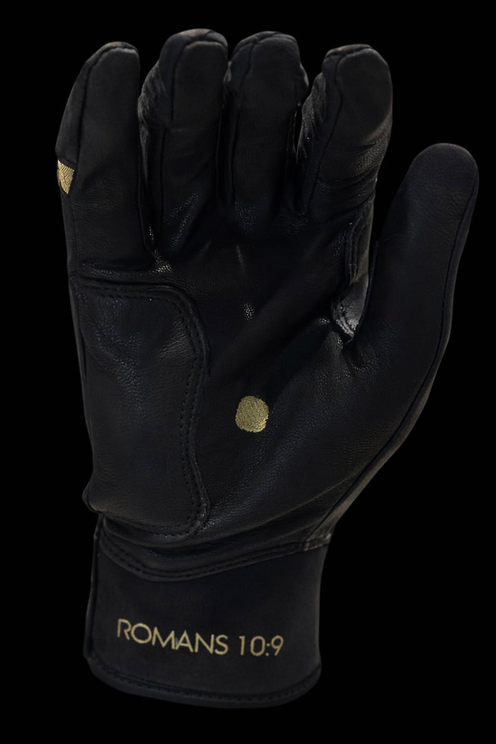 Black and Metallic Gold Batting Gloves