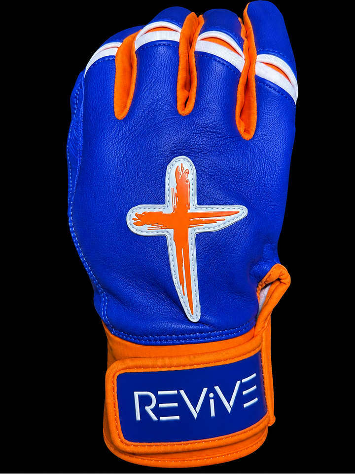Blue and Orange Batting Gloves