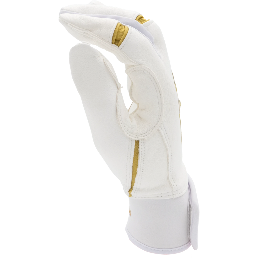 White and Metallic Gold Batting Gloves