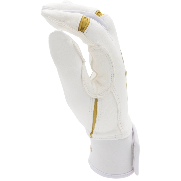 White and Metallic Gold Batting Gloves