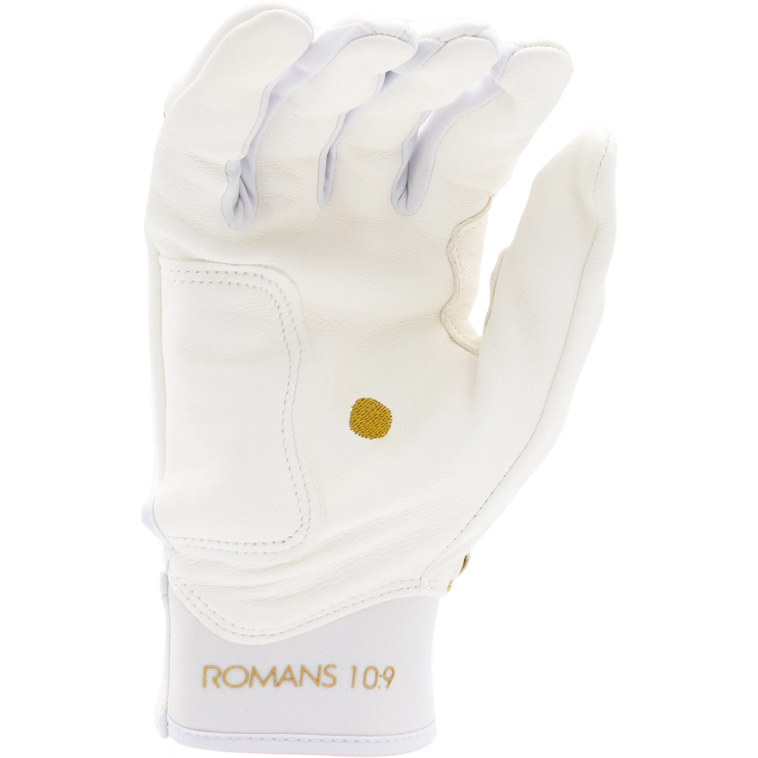 White and Metallic Gold Batting Gloves