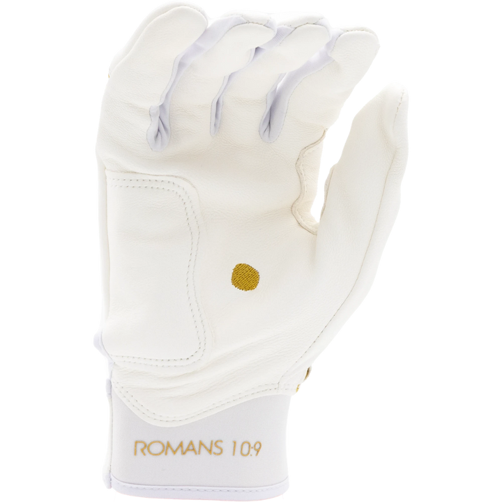 White and Metallic Gold Batting Gloves