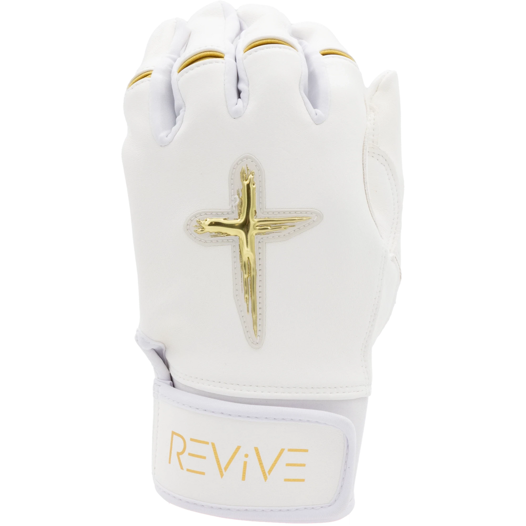 White and Metallic Gold Batting Gloves