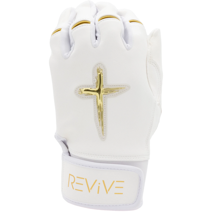 White and Metallic Gold Batting Gloves