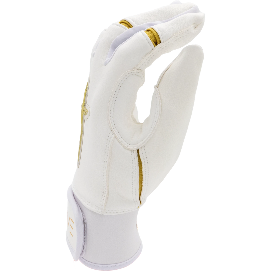 White and Metallic Gold Batting Gloves