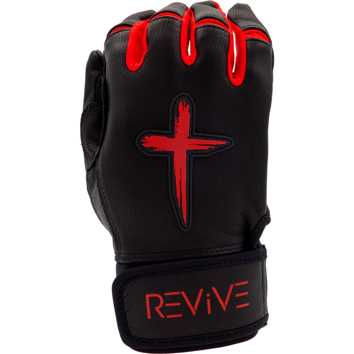 Black and Red Batting Gloves