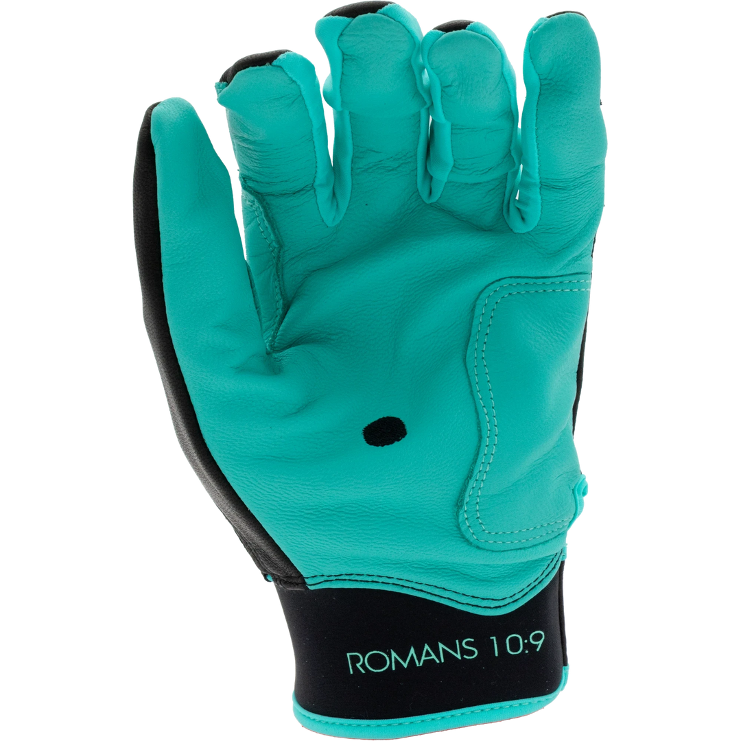 Black and Teal Batting Gloves