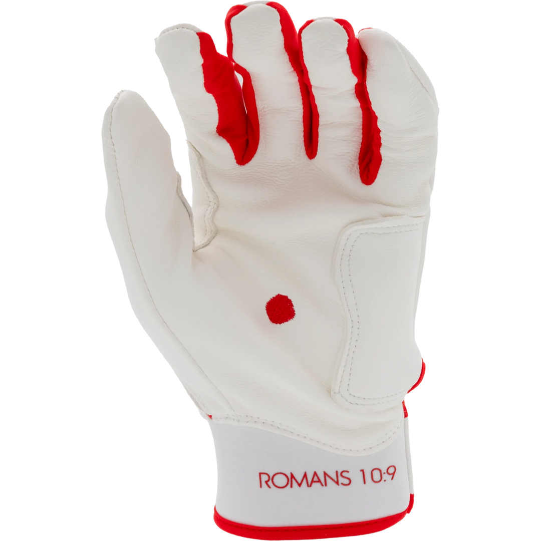 White and Red Batting Gloves