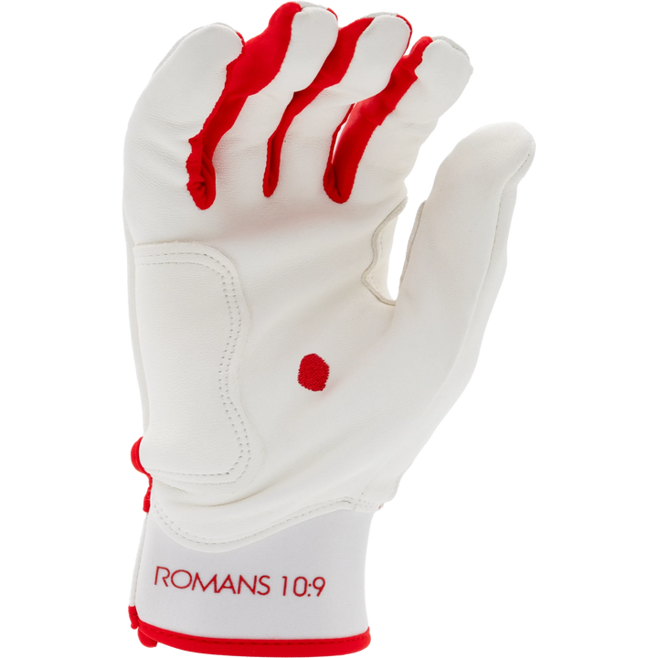 White and Red Batting Gloves