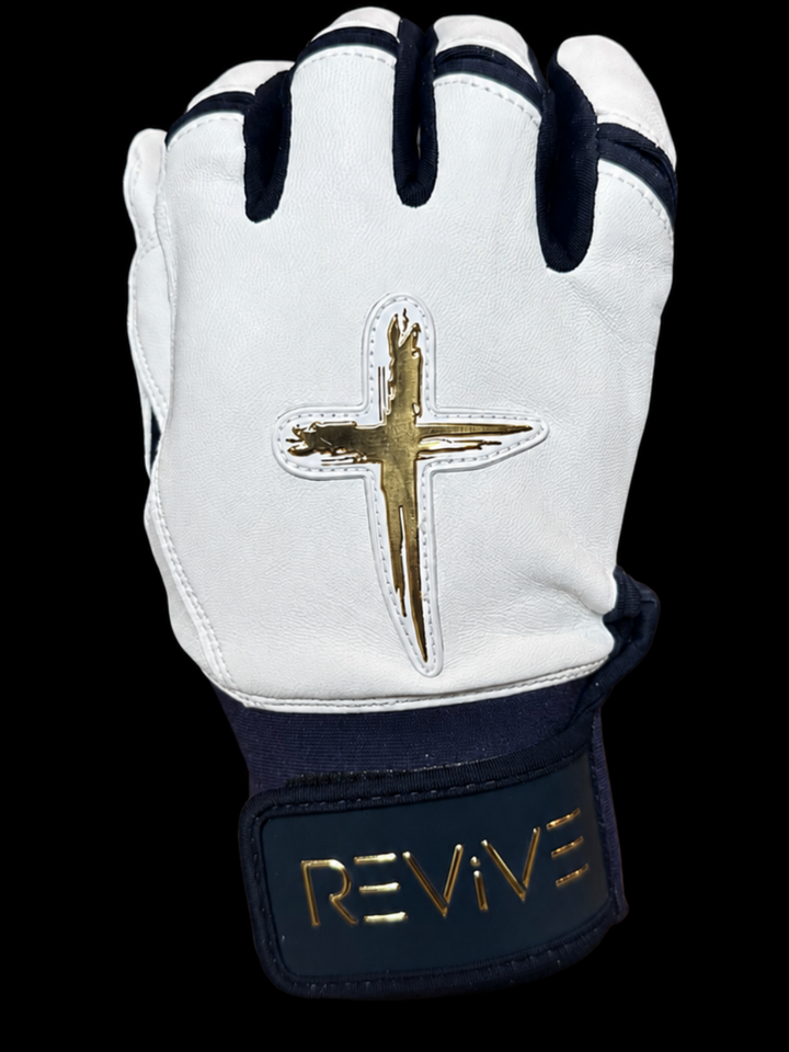 Navy and Metallic Gold Batting Gloves