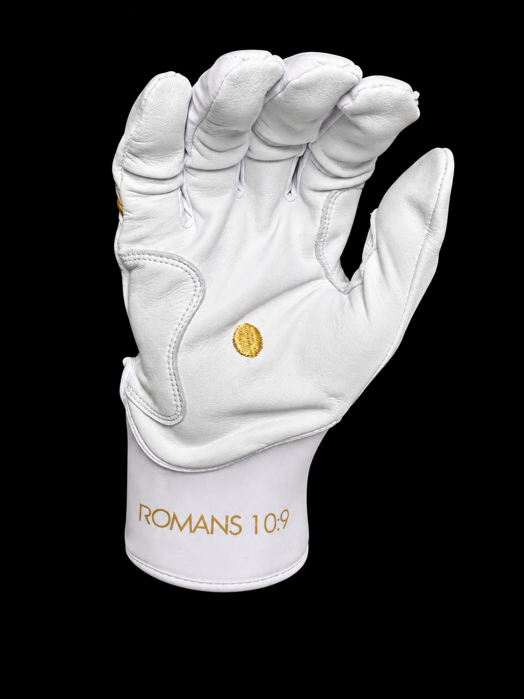 White and Metallic Gold Batting Gloves