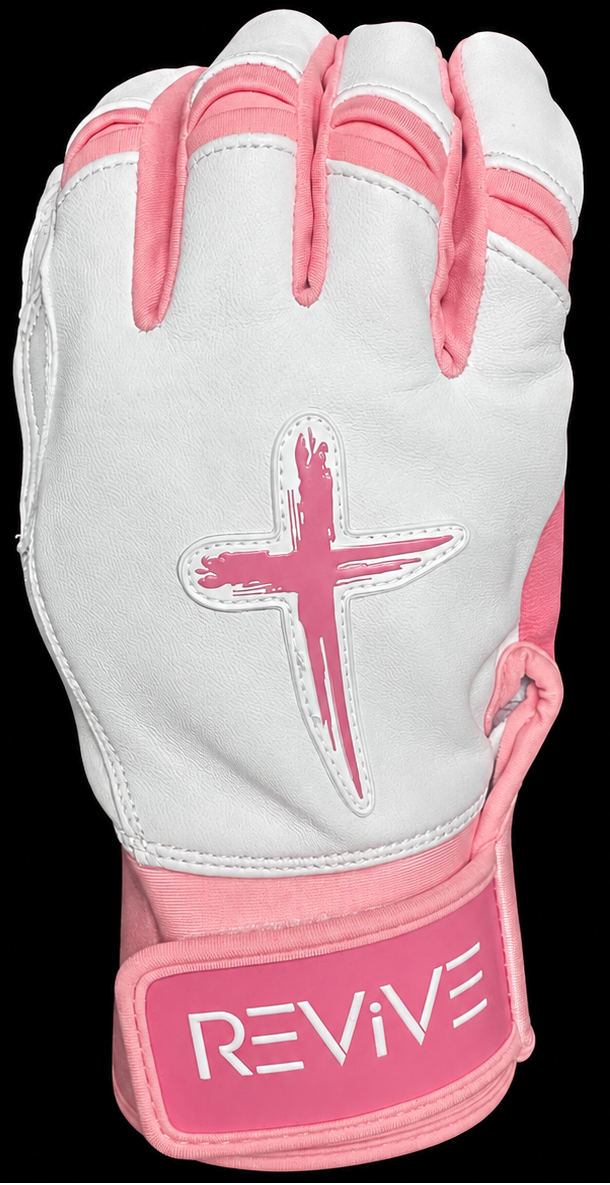 White and Pink Batting Gloves